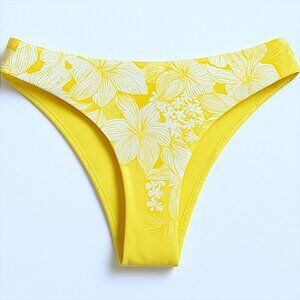 Speedo Womens Light Lime Floral Bikini Bottom Swimwear S Nylon/Lycra